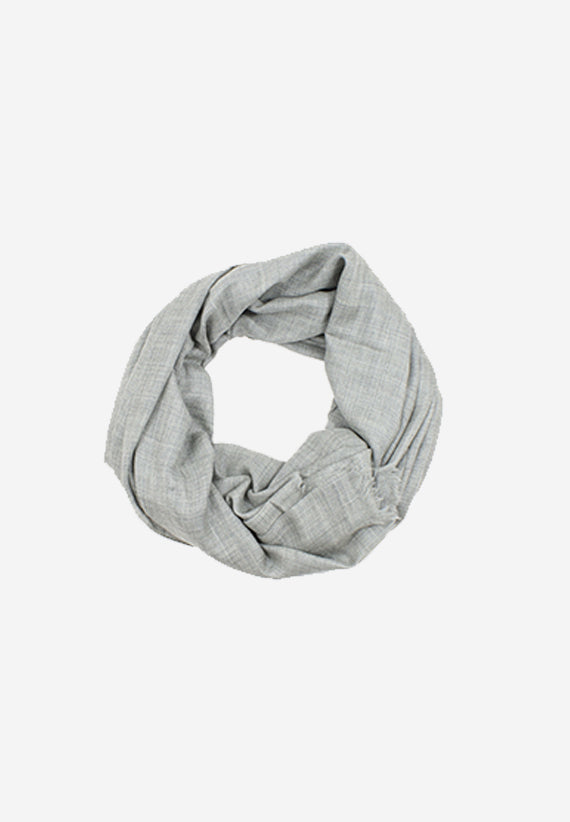 Thick Light Grey Melange Knit Cashmere Tube Scarf