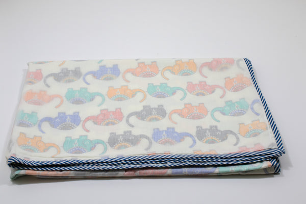 Hand block Small Elephant Print Baby Blanket in Cotton