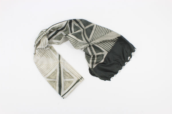 Shibori handmade Silk Grey Scarf