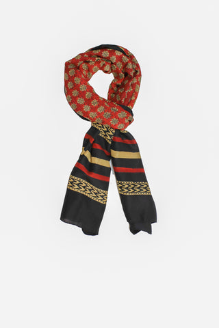 Handmade Silk Block Print Natural Dyes Red scarf