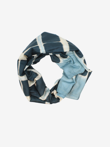 Shibori Silk handmade Teal & Black scarf