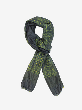 Shibori Silk handmade Two Tone Yellow and & Deep Green scarf