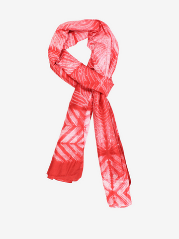Shibori Silk handmade Bright Red scarf